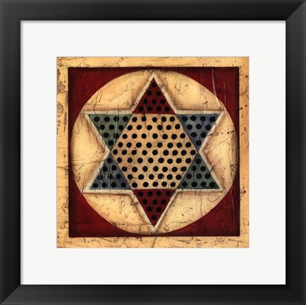 Framed Small Antique Chinese Checkers Print