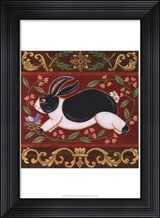 Framed Folk Rabbit I Print
