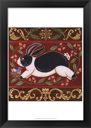 Framed Folk Rabbit I Print