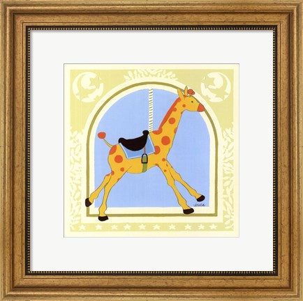 Framed Giraffe Carousel Print