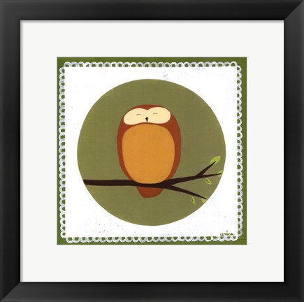 Framed Owl Cameo I Print