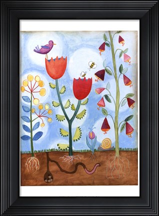 Framed Whimsical Flower Garden I Print