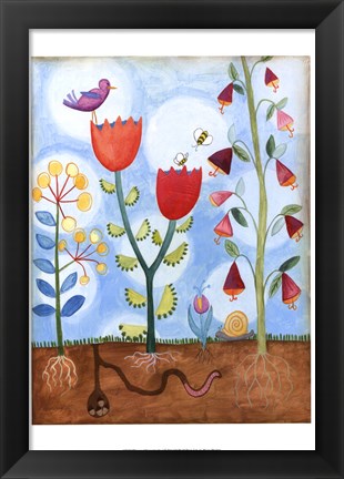 Framed Whimsical Flower Garden I Print