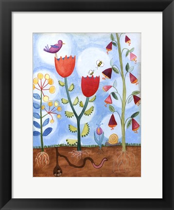 Framed Whimsical Flower Garden I Print