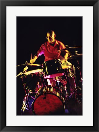 Framed Young man playing the drums Print