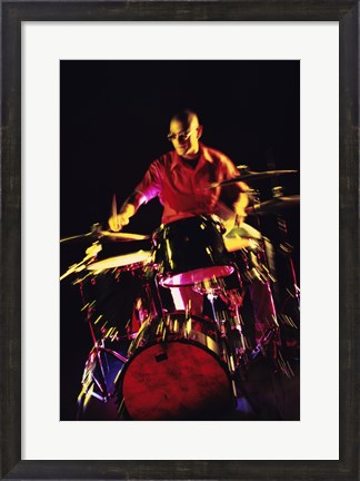 Framed Young man playing the drums Print
