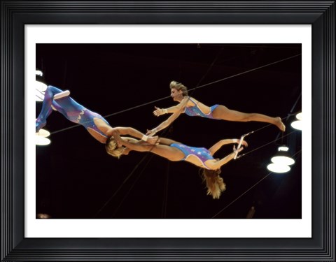 Framed Flying Redpaths Royal Hanneford Circus mid air Print