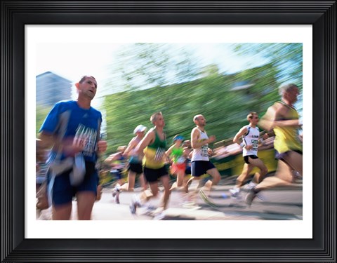 Framed Group of people running in a marathon, London, England Print