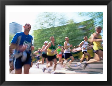 Framed Group of people running in a marathon, London, England Print