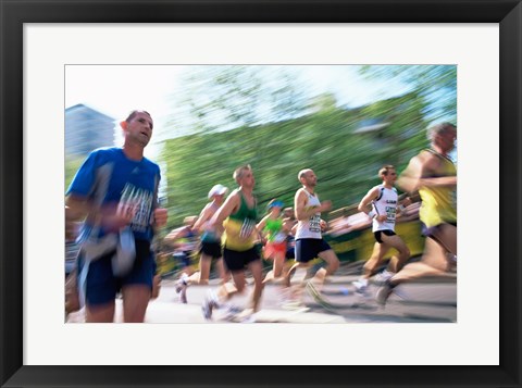 Framed Group of people running in a marathon, London, England Print