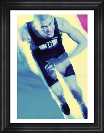 Framed Portrait of a young man running Print