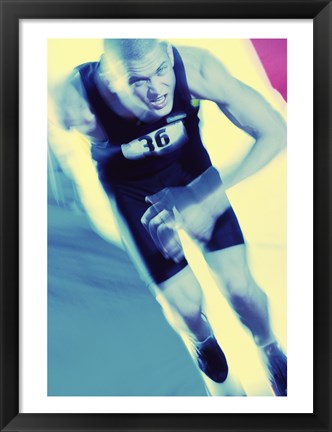 Framed Portrait of a young man running Print