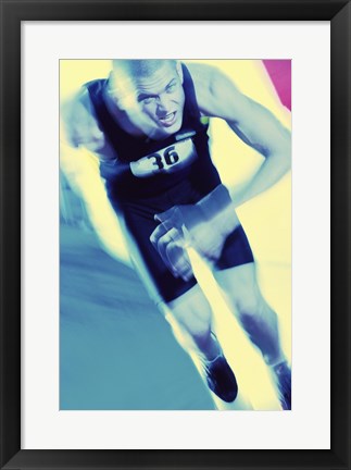 Framed Portrait of a young man running Print