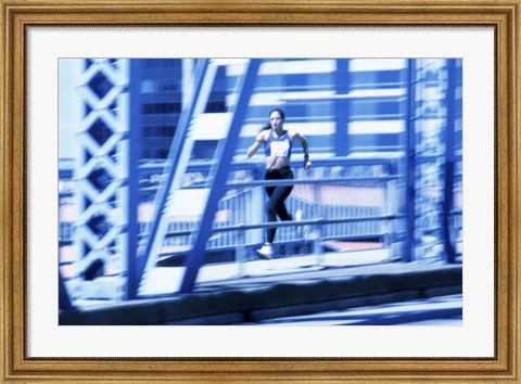 Framed Young woman running Print