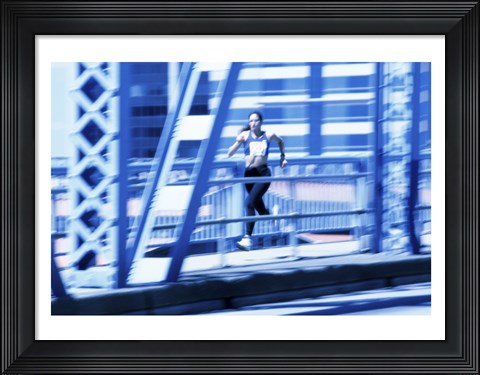 Framed Young woman running Print