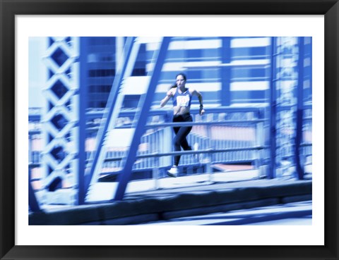 Framed Young woman running Print