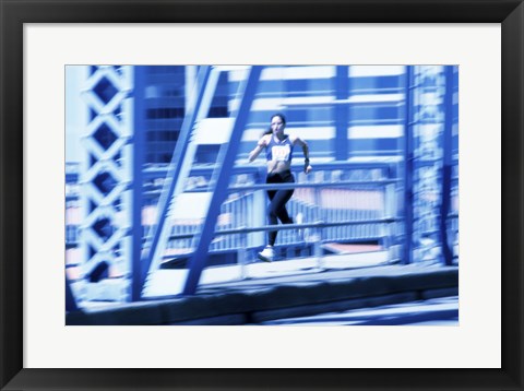 Framed Young woman running Print