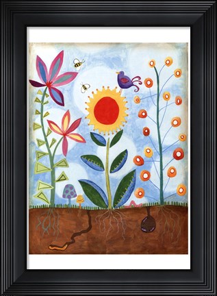 Framed Whimsical Flower Garden II Print