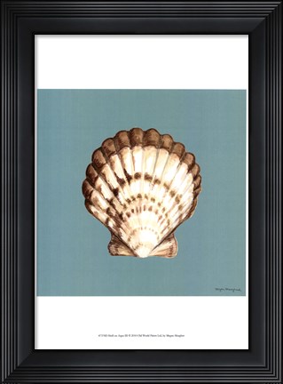 Framed Shell on Aqua III Print