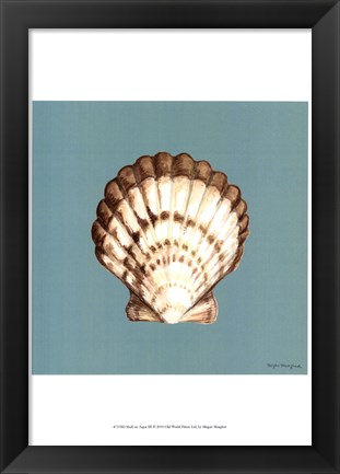 Framed Shell on Aqua III Print