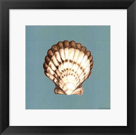 Framed Shell on Aqua III Print