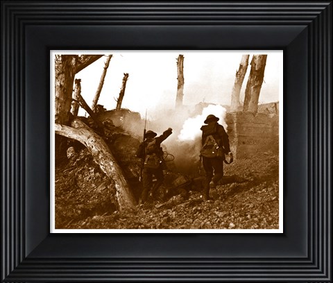 Framed Two American Soldiers Storming a Bunker Print