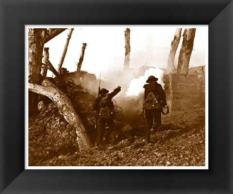 Framed Two American Soldiers Storming a Bunker Print