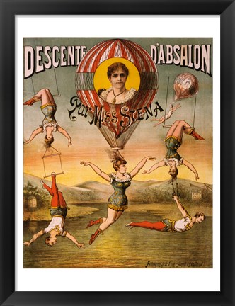 Framed Descente d&#39;Absalon par Miss Stena, Circus Poster, 1890 Print