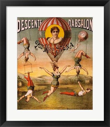 Framed Descente d&#39;Absalon par Miss Stena, Circus Poster, 1890 Print