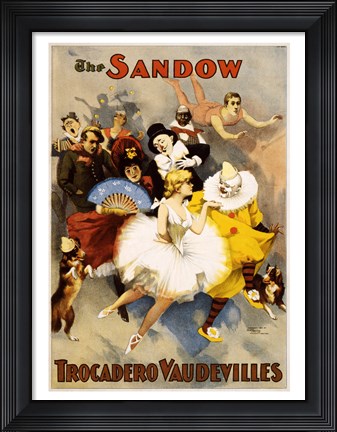 Framed Sandow Trocadero Vaudevilles, Performing Arts Poster, 1894 Print