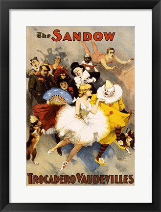 Framed Sandow Trocadero Vaudevilles, Performing Arts Poster, 1894 Print