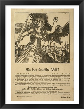 Framed Franz Stassen - WWI - An Das Deutsche Volk Print