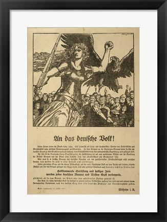 Framed Franz Stassen - WWI - An Das Deutsche Volk Print