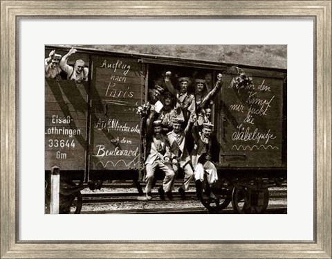 Framed German Soldiers in a Railroad Car on the Way to the Front Print