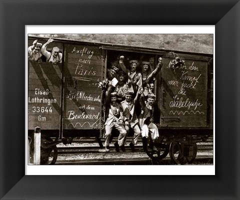 Framed German Soldiers in a Railroad Car on the Way to the Front Print