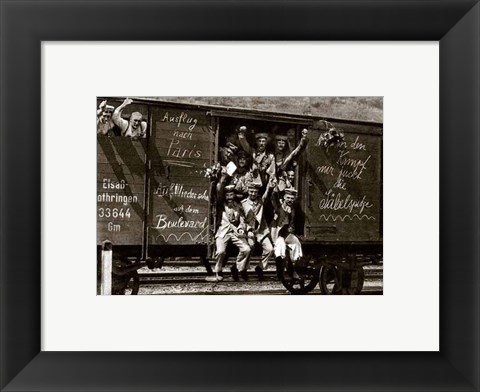 Framed German Soldiers in a Railroad Car on the Way to the Front Print