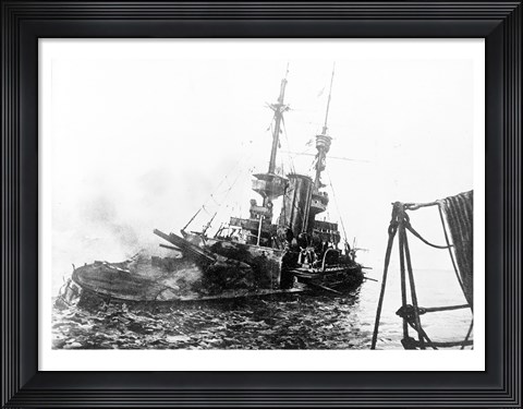 Framed HMS Irresistible Abandoned March 18,1915 Print