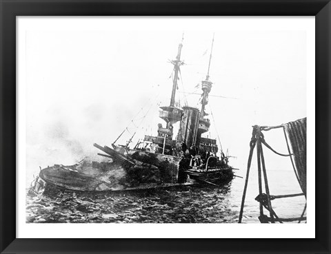 Framed HMS Irresistible Abandoned March 18,1915 Print