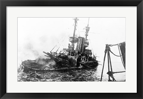 Framed HMS Irresistible Abandoned March 18,1915 Print