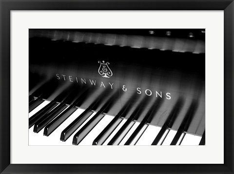 Framed Steinway &amp; Sons, Piano Keys With Modern Logo Print