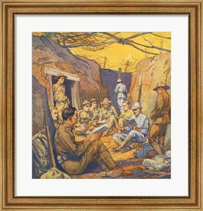 Framed Studying French in the Trenches Print