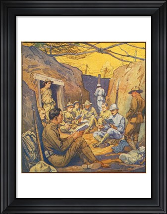 Framed Studying French in the Trenches Print