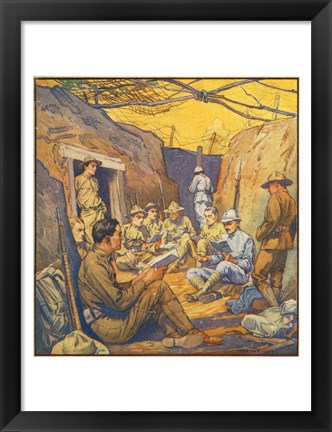 Framed Studying French in the Trenches Print
