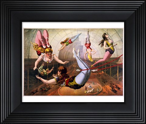 Framed Trapeze Artists in Circus Print