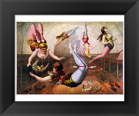 Framed Trapeze Artists in Circus Print