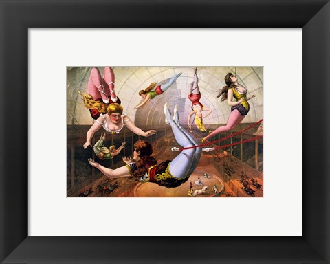 Framed Trapeze Artists in Circus Print