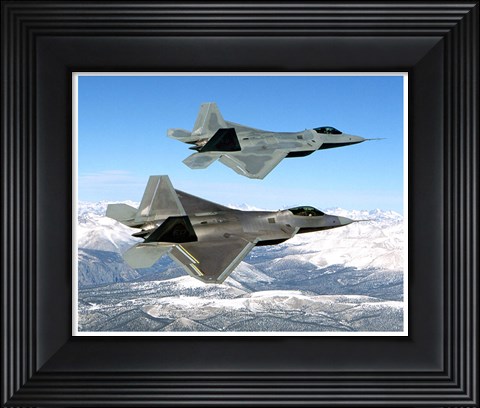 Framed Two F-22 Raptor in Flying Print