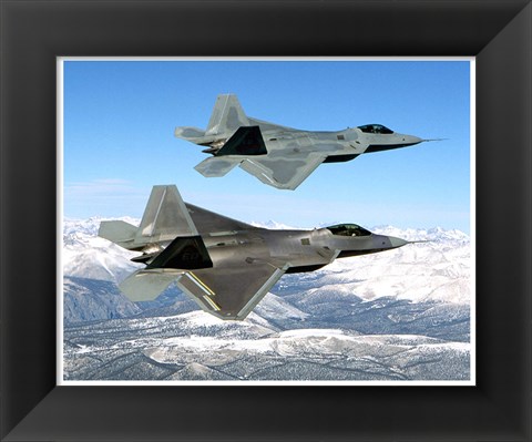 Framed Two F-22 Raptor in Flying Print