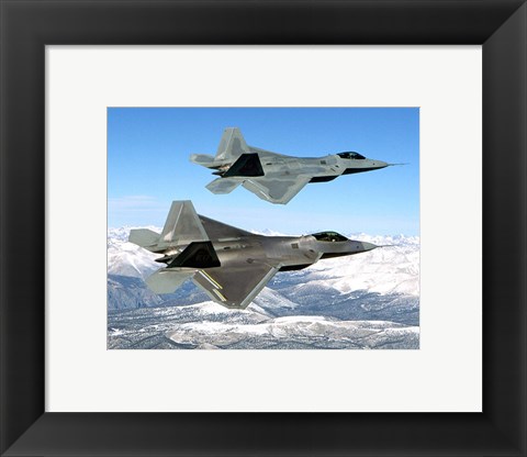 Framed Two F-22 Raptor in Flying Print