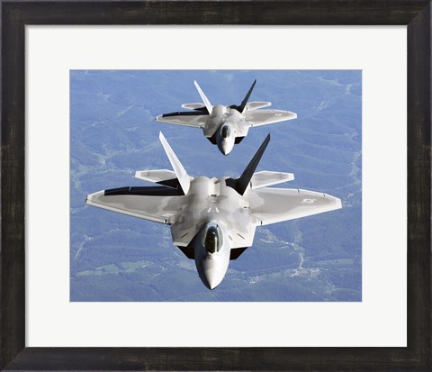Framed Two F-22A Raptor in Column Flight Print